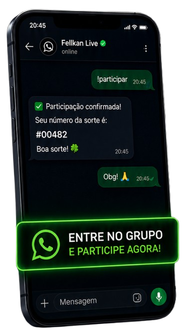 Conversa de participação no sorteio Fellkan Live pelo WhatsApp